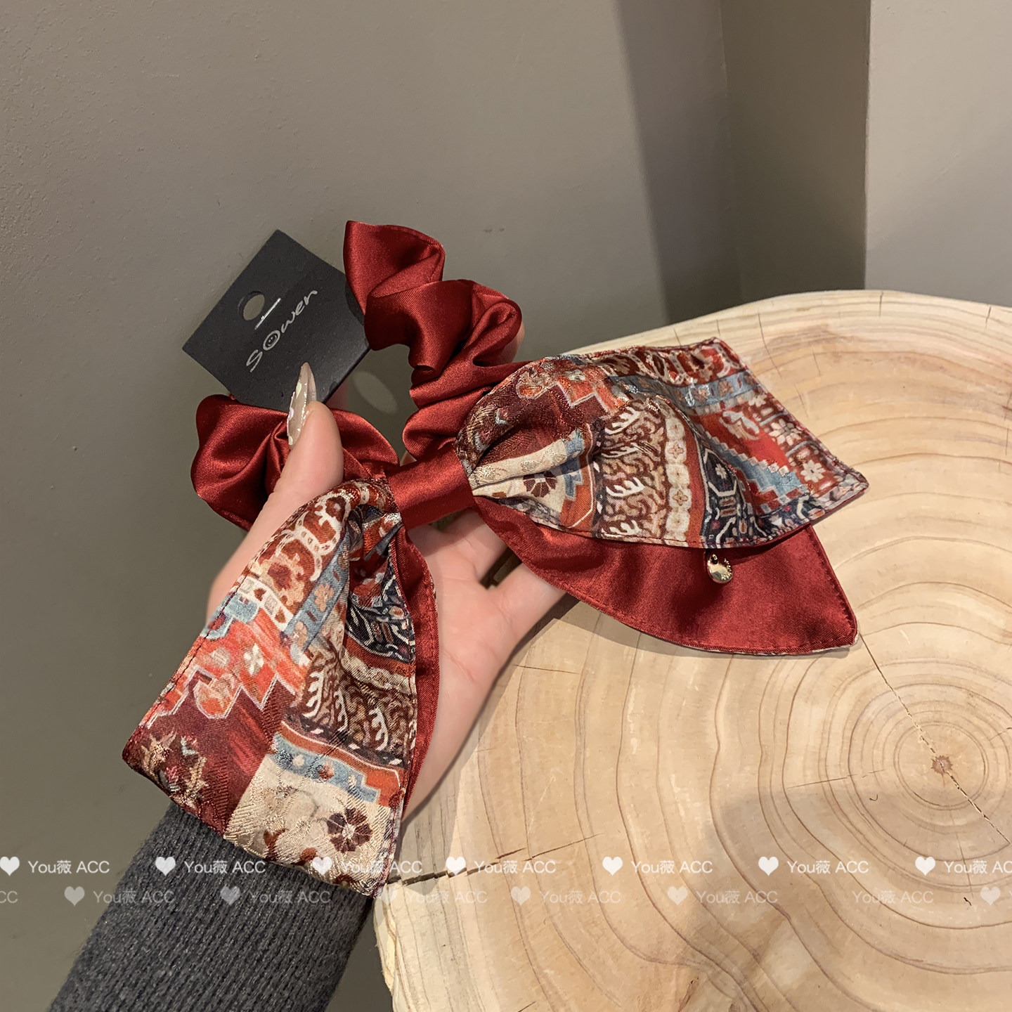 高级感复古缎面发圈花纹蝴蝶结品质肠圈头绳秋冬新款扎马尾发绳女,饰品/流行首饰/时尚饰品新,发饰,淘宝优惠券,粉丝福利购,淘宝优惠卷