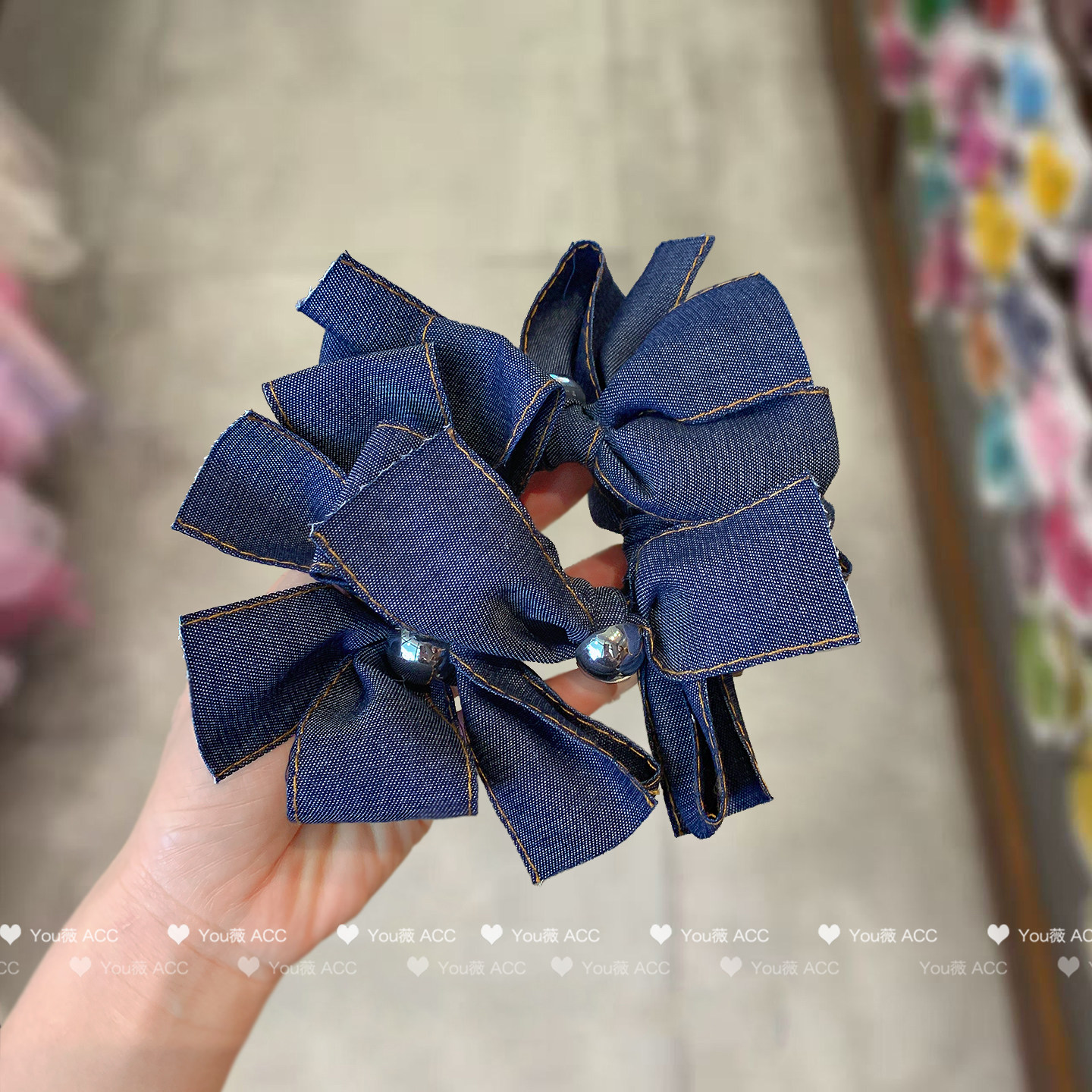 蓝色牛仔蝴蝶结发圈设计感百搭发绳扎马尾肠圈秋冬新款时尚头绳女,饰品/流行首饰/时尚饰品新,发饰,淘宝优惠券,粉丝福利购,淘宝优惠卷