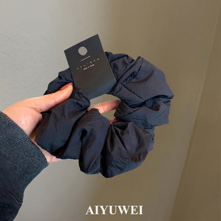 韩系素色黑青布艺发圈高级感扎马尾大肠圈百搭不伤发发绳弹力头绳