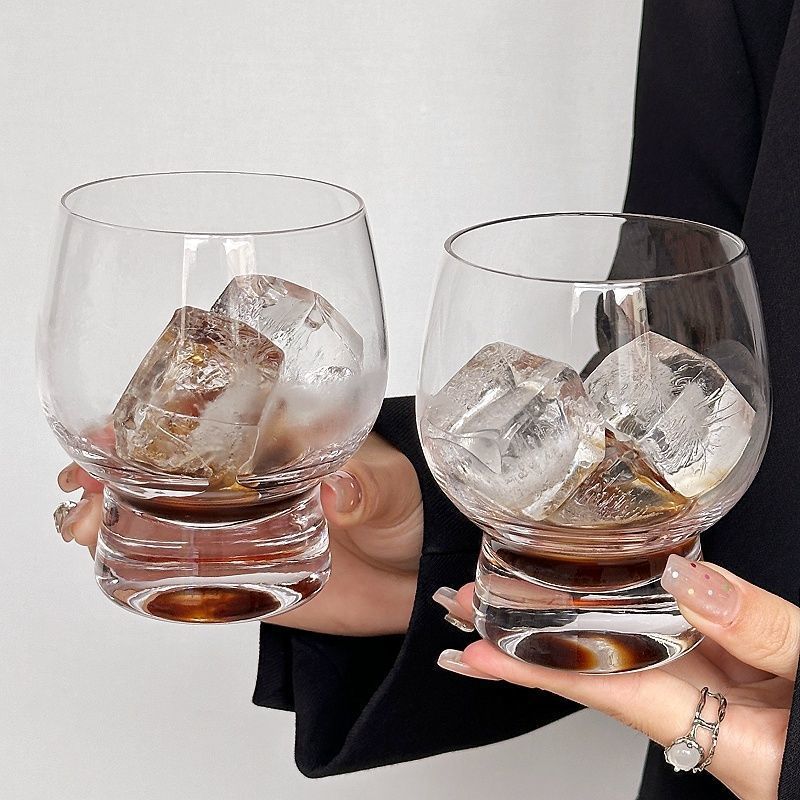 小众设计鼓鼓杯 轻奢高级感ins风威士忌杯酒杯玻璃美式咖啡冷饮杯