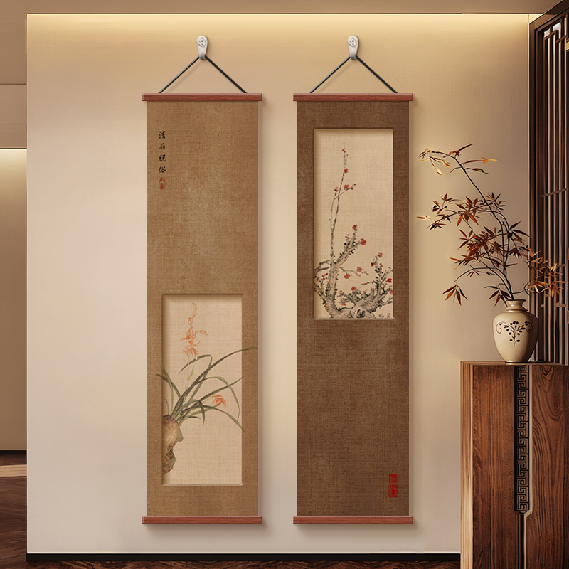 宋氏美学兰花玄关装饰画走廊过道挂画新中式客厅茶室书房复古壁画图片