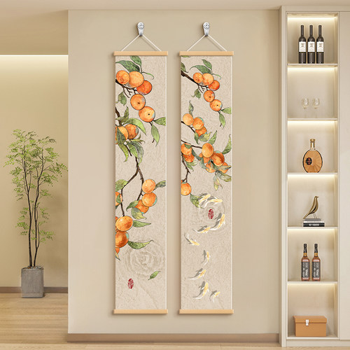 新中式九鱼图玄关装饰画免打孔