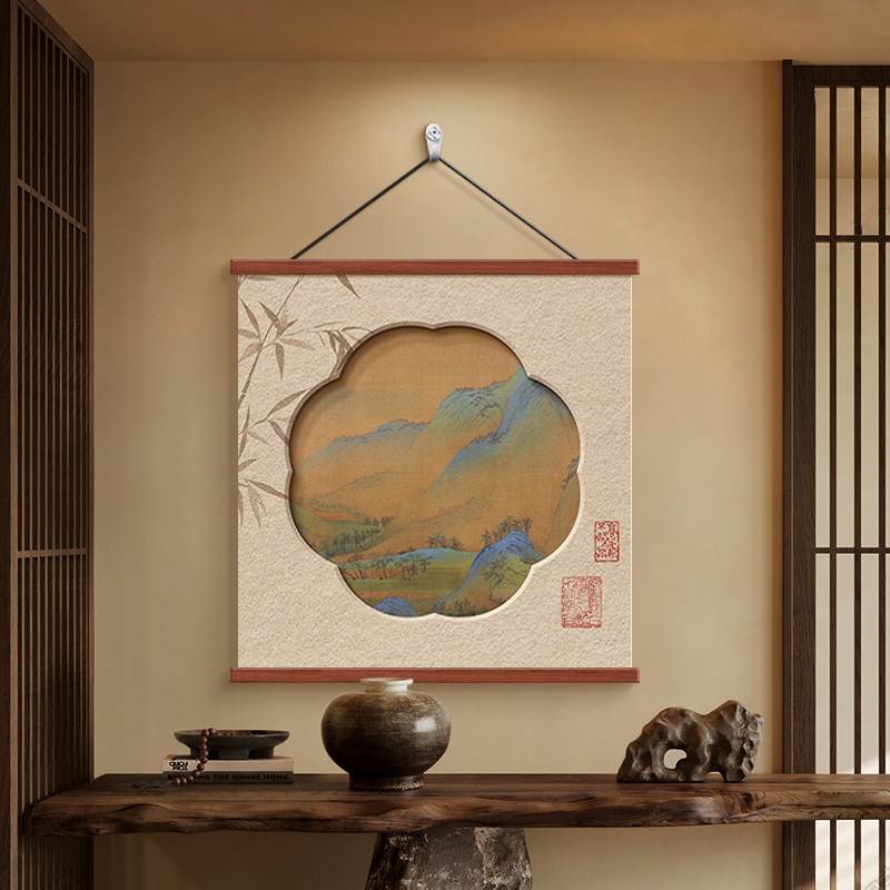 千里江山图挂画新中式客厅茶室装饰画宋代美学玄关壁画餐厅卧室画图片
