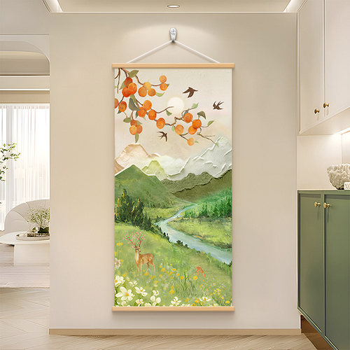 日照金山玄关装饰画奶油风肌理感