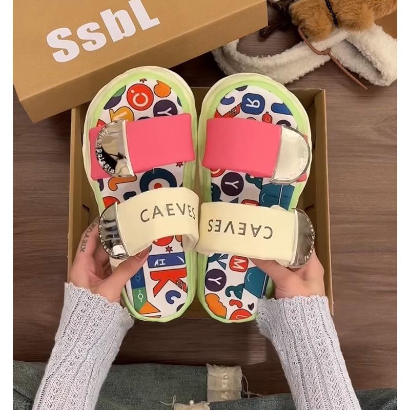 涂鸦拖鞋女款创意卡通多巴胺外穿
