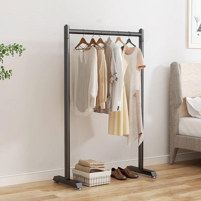 简易衣帽架落地家用挂衣架卧室房间单杠式晾衣服架室内极简立式杆