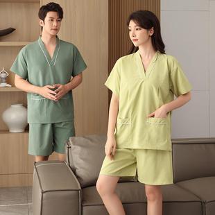 条纹按摩足疗服水洗棉家居服睡 汗蒸服浴服男女情侣桑拿洗浴服套装