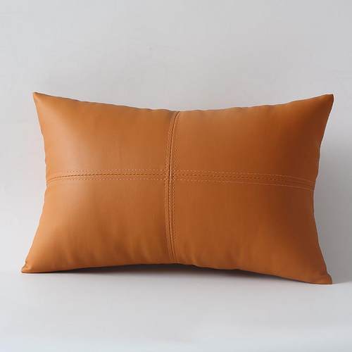 长方形腰枕抱枕客厅皮沙发腰靠垫纯色仿真皮PU皮免洗护腰含芯百搭