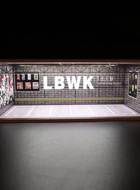 1:64汽车模型收纳停车场车库 场景展示盒防尘罩带LED灯光防尘罩