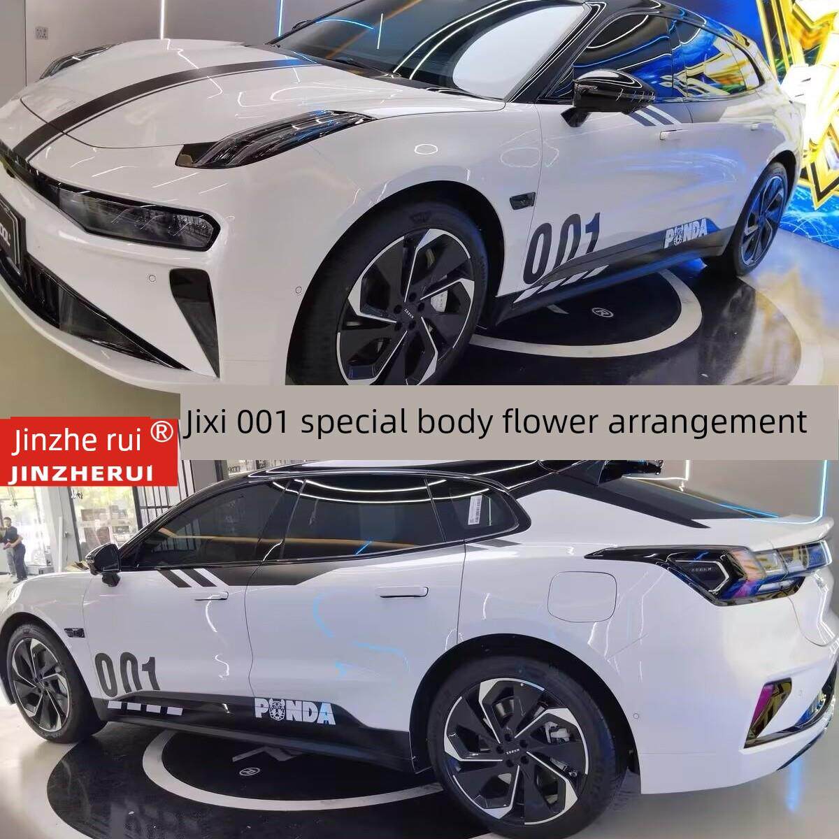 适用于极氪001车贴拉花ZEEKR赛车个性车身字母侧裙机盖改装饰贴纸