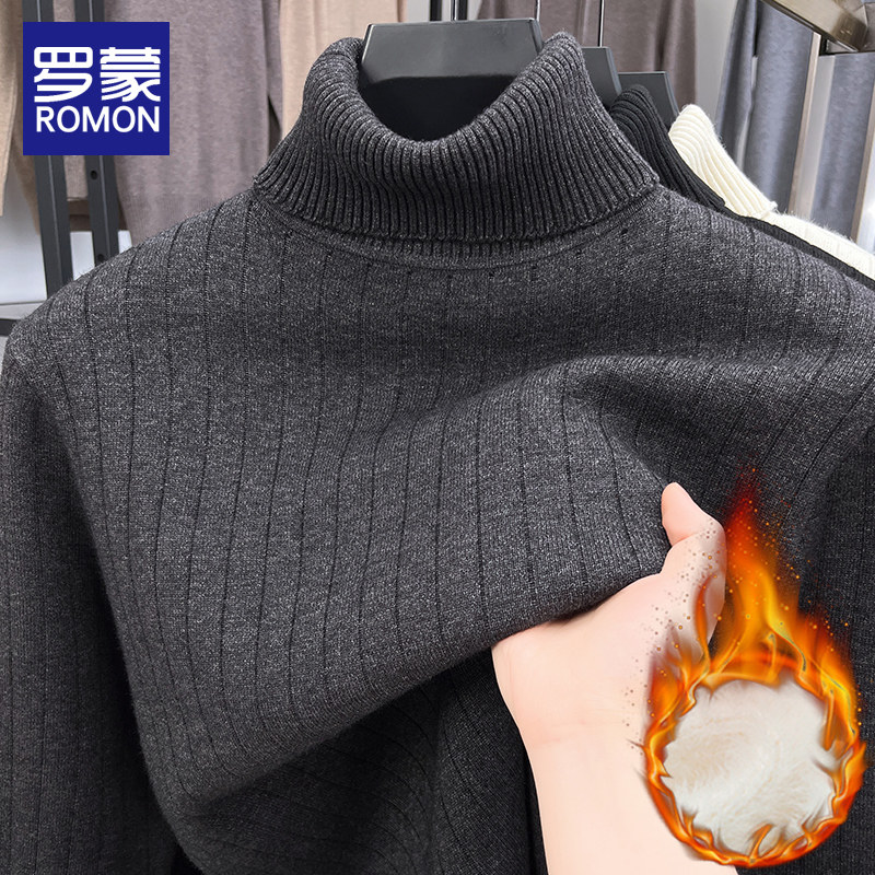 罗蒙毛衣男士2025新款冬季加绒加厚高领针织打底衫休闲保暖上衣男,男装,针织衫/毛衣,淘宝优惠券,粉丝福利购,淘宝优惠卷