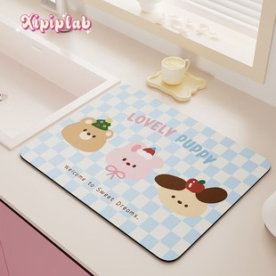 xipiplab卡通可爱家用厨房台面沥水垫碗盘干燥垫餐垫微波炉隔热垫
