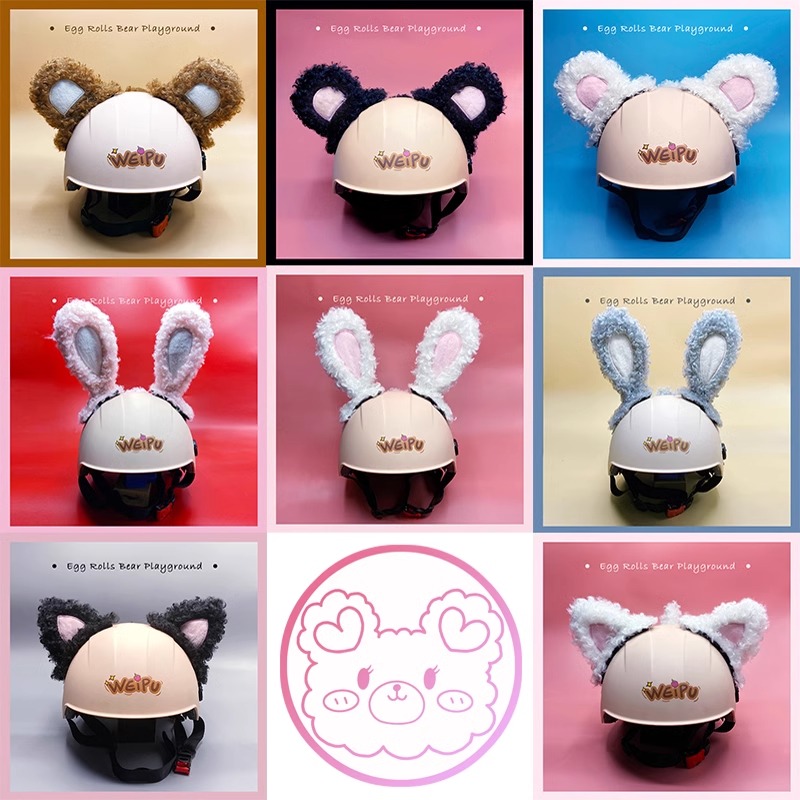 可爱卡通滑雪头盔装饰兔猫熊耳朵