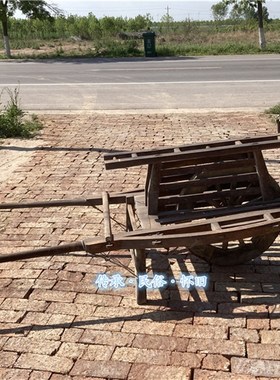 民俗怀旧老物件小木车木s推车独轮木车平板推车带斗推土车博物馆