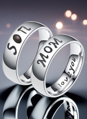 跨境钛钢戒指小众设计家庭温馨刻字不掉色指环不锈钢手饰饰品