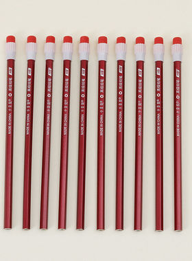 大皮头铅笔HB六角杆红色闪光漆木杆铅笔小学生写字铅笔10支一打