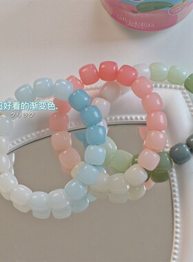 菩提手串绕指柔渐变蓝色蜜桃粉色学生版手持盘文玩佛珠时尚手链