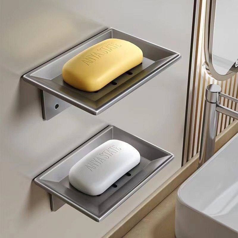 枪灰色浴室皂盒创意沥水太空铝免打孔香皂碟卫生间置物架壁挂式,家装主材,肥皂盒/皂碟,淘宝优惠券,粉丝福利购,淘宝优惠卷