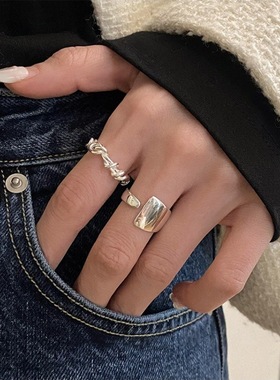 2025新款个性不规则几何女戒时尚嘻哈扭线开口网红食指时尚饰品