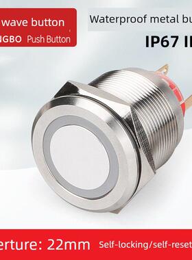 Hbs1-Agq22F-11E红色波按钮开关环带光电源绿色自锁24V启动自覆位