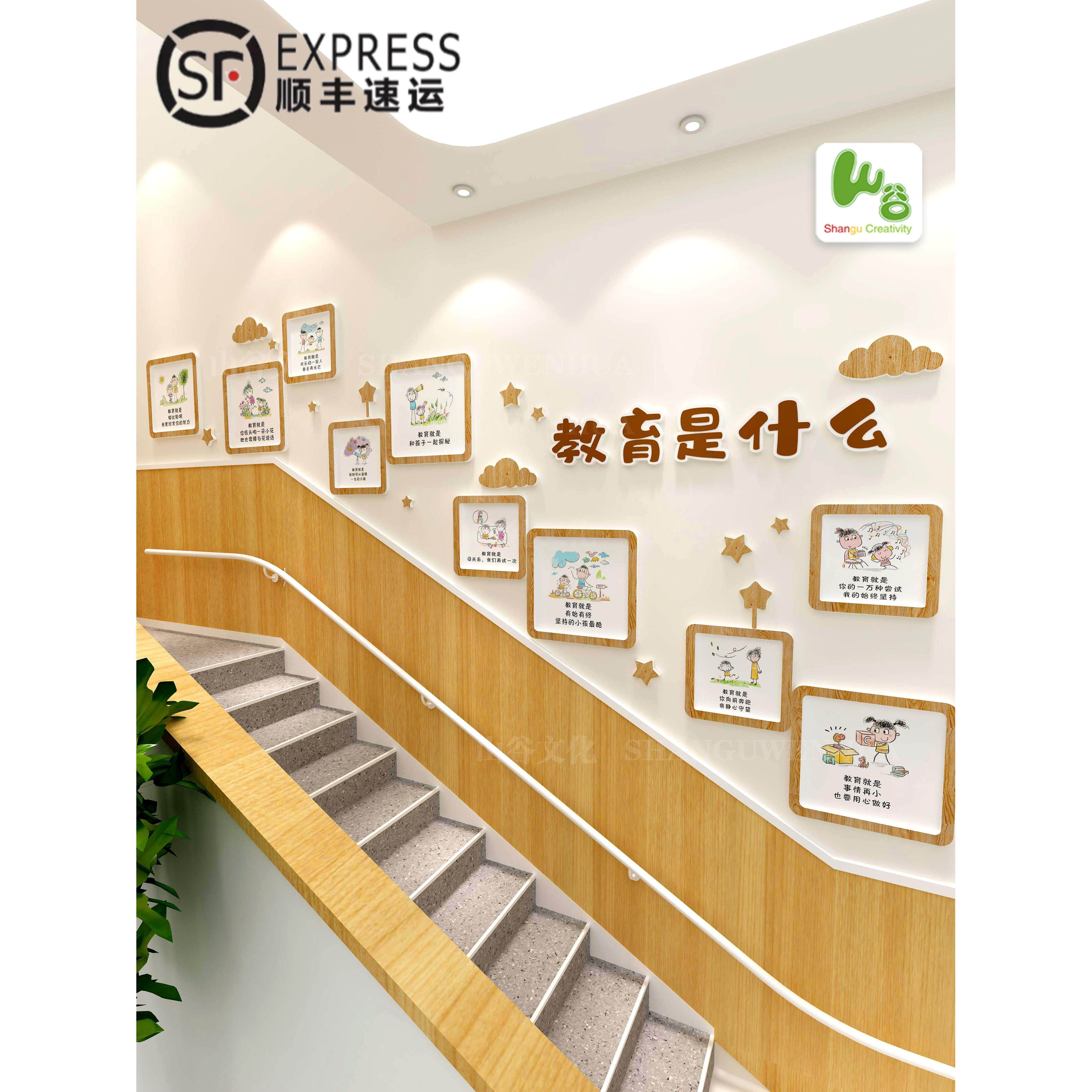 采购产品幼儿园大厅文化墙，走廊楼梯墙，环境创作装饰，成品，什
