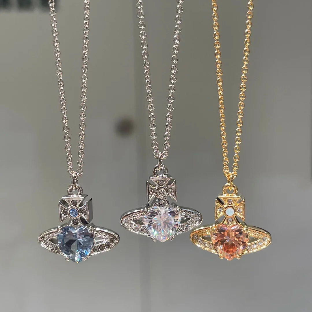 高货！西太后爱心土星满钻项链