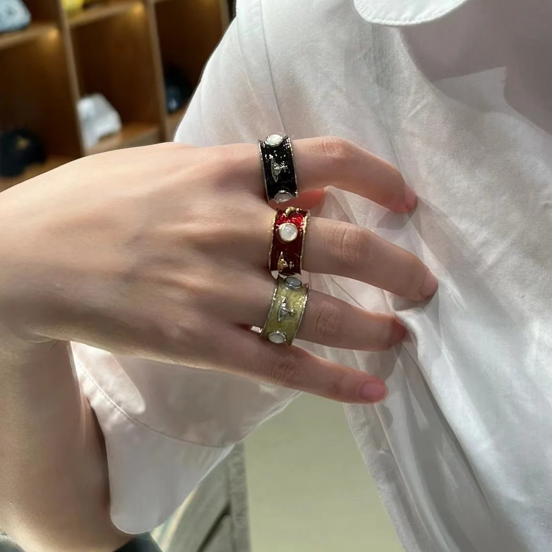 西太后珐琅宽版国王戒指