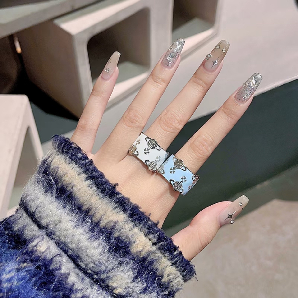 西太后个性小清新星球环绕戒指