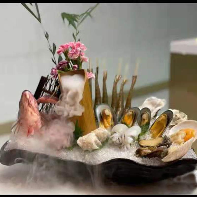 新中日本式料理陶瓷餐具大号生蚝壳刺身拼盘海鲜资造盘火锅干冰盘