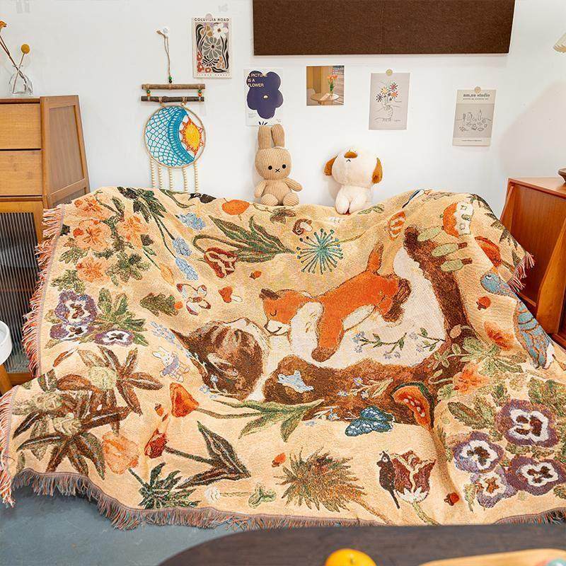 覆古猫咪沙发毯单人沙发垫沙发盖布沙发巾沙发垫子2025新款四季