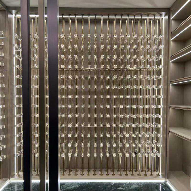 轻奢不锈钢红酒架定制压克力发光酒架常温恒温酒柜展示柜别墅会所