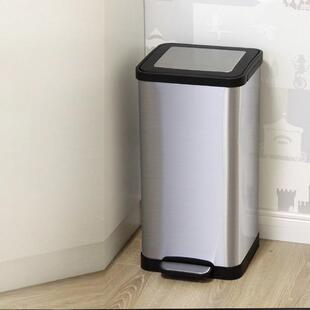 简约垃圾桶脚踏有盖静音创意客厅办公室收纳桶不锈钢小号垃圾筒
