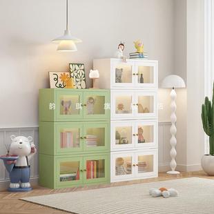 书柜玻璃门落地矮柜书架家用客厅自由组合模块柜展示储物柜收纳柜