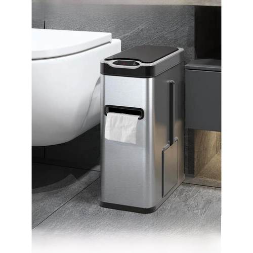 窄边自动智能传感器垃圾桶浴室马桶刷垃圾桶一体式纸篓推式浴室桶