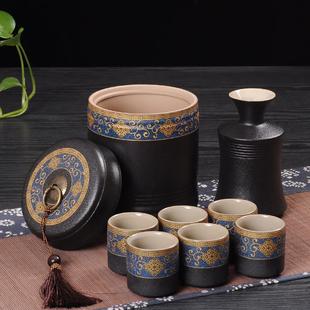 黄酒白酒清酒陶瓷 温酒器烫酒器家用带盖半斤八两酒壶创意复古日式