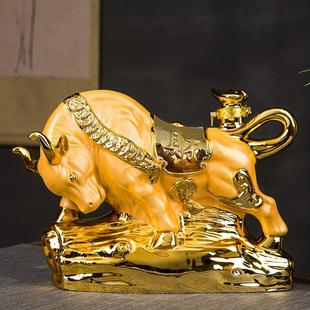 生肖牛景德镇陶瓷家用密封5斤装 酒罐存酒酒坛送礼空酒壶酒瓶摆件