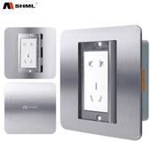 MSHML 不锈钢地插防水地面插座隐藏式 地插座地板插座盒银色地插