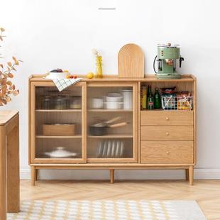 北美FAS红橡木全实木餐边柜 一体餐厅简约储物柜工厂直销创意原木