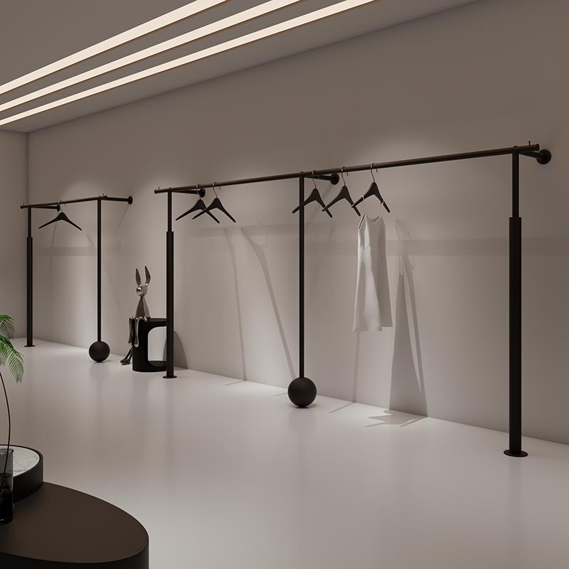 服装店展示架上墙架男女装店专用陈列货架简约壁挂衣架黑色落地架