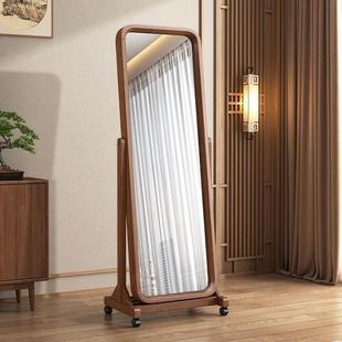 实木全面镜子，用于家庭入口客厅活动地板镜子全面镜子卧室简单可