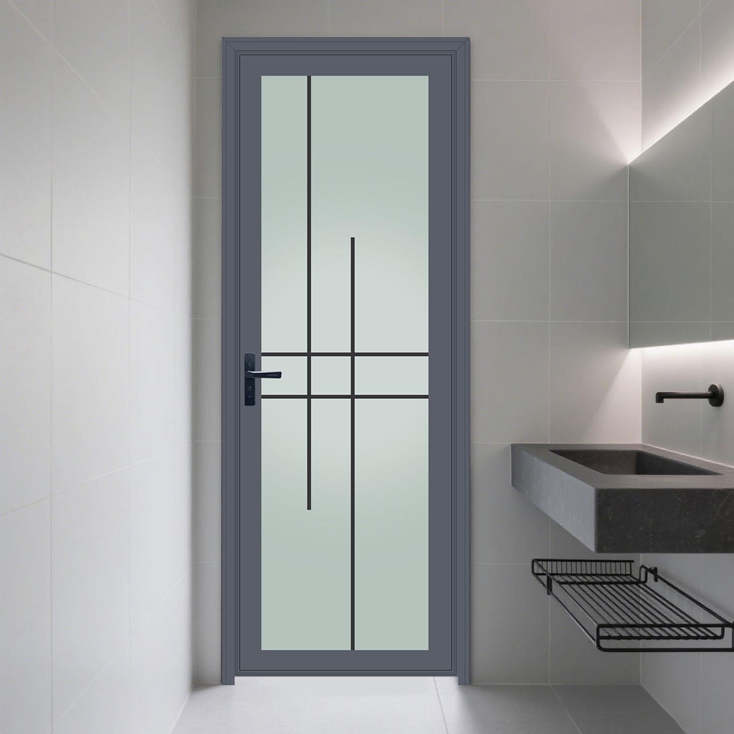 现货工厂定制卫生间门厕所门厨房门钢化钛美铝合金平开门玻璃门