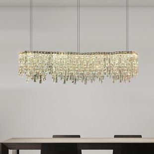 餐厅灯轻奢高级感现代意式饭厅吧台长条灯设计师法式新款水晶吊灯