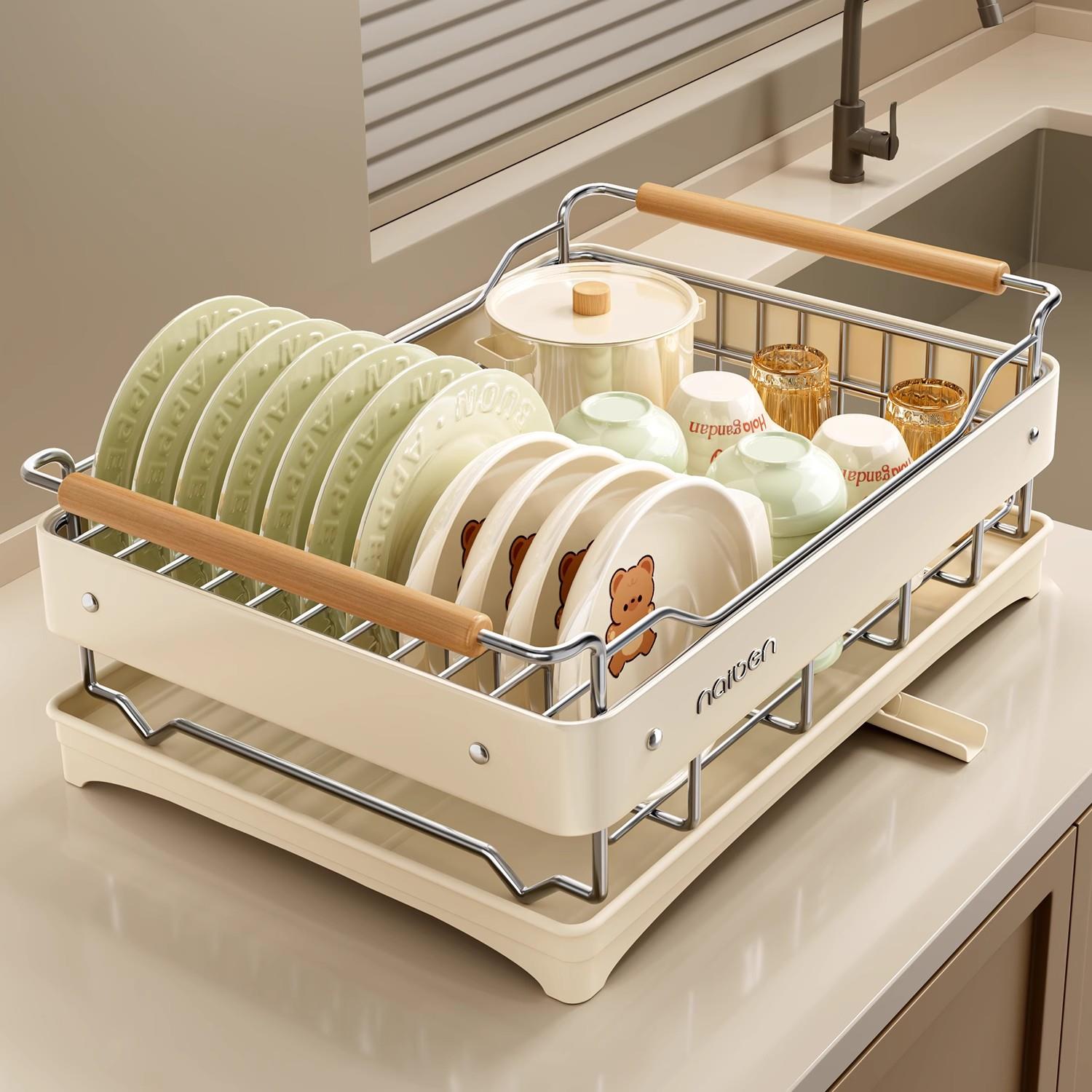 德国厨房碗盘收纳架置物架碗碟收纳盒家用台面多功能沥水架放碗架