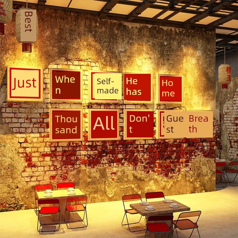 网红市井风格饭店墙面装饰餐饮壁画火锅覆古怀旧场景80年代老物件