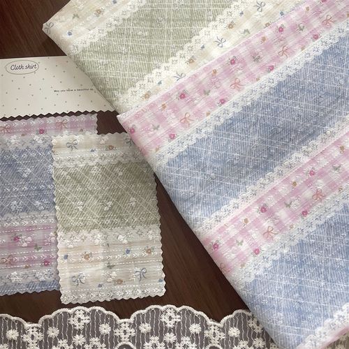 甜美小碎花彷蕾丝拼布浮雕胶印女装面料diy娃衣童装裙子发圈布料