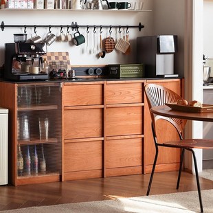 浮生记/餐边柜客厅家用靠墙一体储物柜樱桃木落地收纳实木斗柜矮