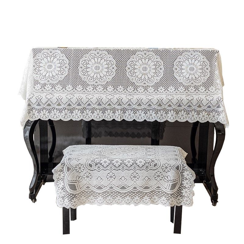 氛围感钢琴罩布艺加厚电子琴盖布蕾丝半罩简约钢琴防尘全罩盖布