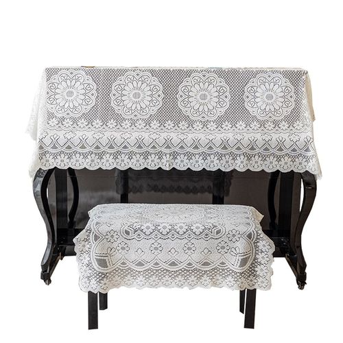 氛围感钢琴罩布艺加厚电子琴盖布蕾丝半罩简约钢琴防尘全罩盖布