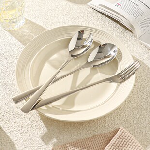 舍里 304不锈钢西餐勺家用甜品勺饭勺汤勺公用调羹勺叉子叉勺汤匙