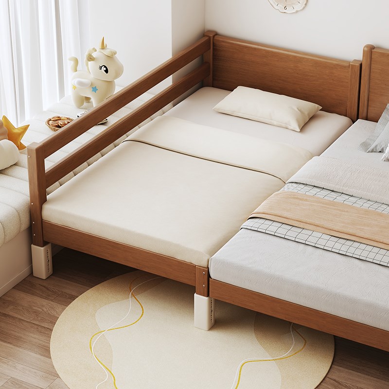 实木儿童床拼接床婴儿床宝宝床单人床加宽大床延边加宽无缝拼接床